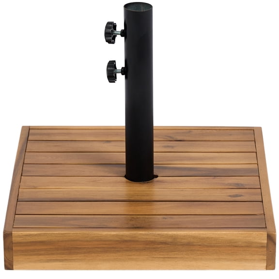 Homiyad Square Patio Umbrella Base, 42 lbs Concrete Heavy Duty Umbrella Base with Holder for 1.25"/1.5" Poles for Outdoor, Lawn, Poolside, Teak