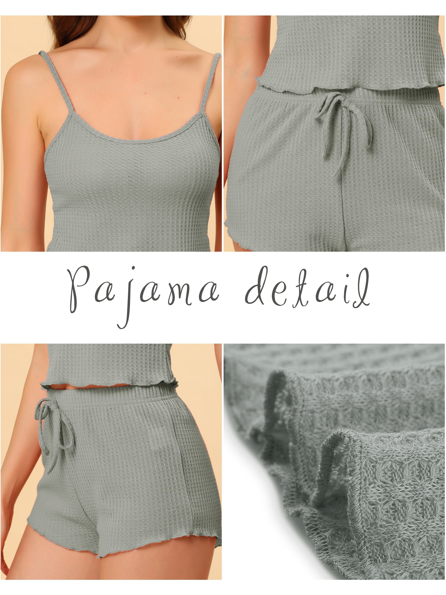 Unique Bargains Women's Pajama Spaghetti Strap Cami Shorts Lounge Sleepwear Sets
