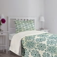 thumbnail image 3 of Ambesonne Winter Quilted Bedspread Set 2 Pcs, Mandala Style, Twin Size, Teal Cream, 3 of 5