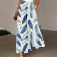 thumbnail image 2 of Swanpen Women's Summer Print Wide Leg Palazzo Pants Elastic Drawstring Waist Flowy Loose Fit Casual Long Trousers with Side Pockets, 2 of 5