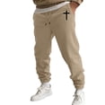 thumbnail image 3 of Awwp Mens Sweatpants, Thermal High Waisted Sweatpants Pattern Printed Gym Joggers Pants for Men Khaki XXL, 3 of 5