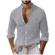 thumbnail image 2 of pstuiky camisa de manga larga para hombre, Camisa informal de manga larga con cuello alto y bolsillos para hombre, con botones y color liso Tops casuales para hombres xl, 2 of 8