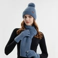 thumbnail image 2 of Audhol Winter Neck Warmer Gaiter Fleece Windproof Face Mask Cover Autumn Winter Solid Hat Scarf Glove Three Piece Ear Outdoor Warmth Set Winter Scarf Neck Blue One Size, 2 of 4