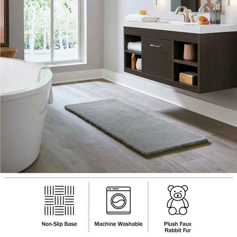 Home-Complete 24x60 Large Faux Fur Bath Mat for Hallway or
