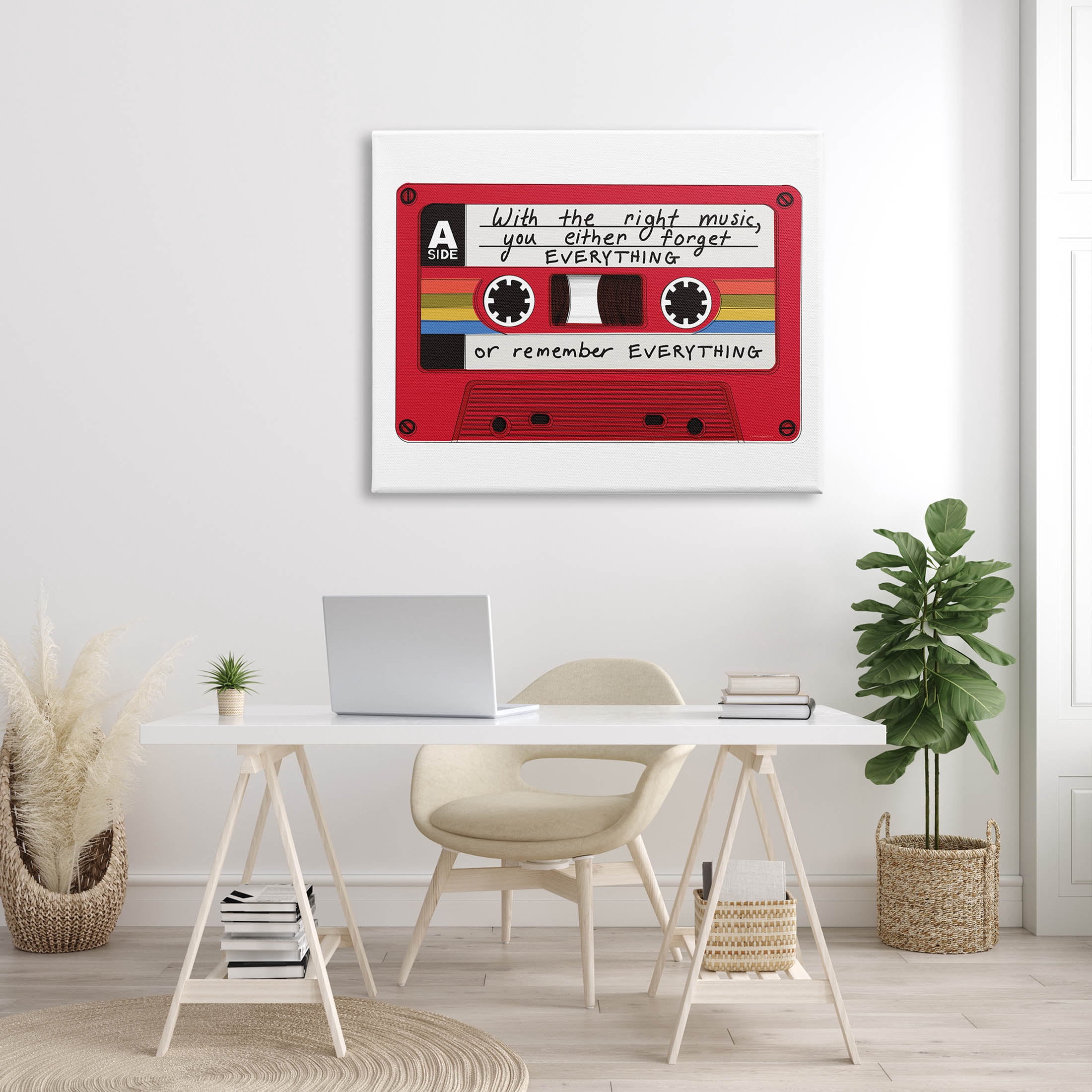 With The Right Music Vintage Cassette Inspirational Graphic Art Gallery Wrapped Canvas Print Wall Art