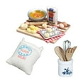 thumbnail image 1 of El juego para hornear de 1:12 incluye huevo, rodillo, huevera, leche, bandeja para hornear, pasta, y tabla de cortar, 1 of 9