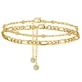 thumbnail image 2 of 2Pcs Silver Stainless Steel Anklet Set For Women Cuban Link Chain Foot Jewelry, 2 of 4