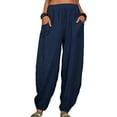 thumbnail image 1 of Sexy Dance Womens Plus Size Summer Linen Cotton Loose Pants Cropped Harem Beach Tapered Baggy Pants Summer Harem Ankle Trouser Pants, 1 of 4