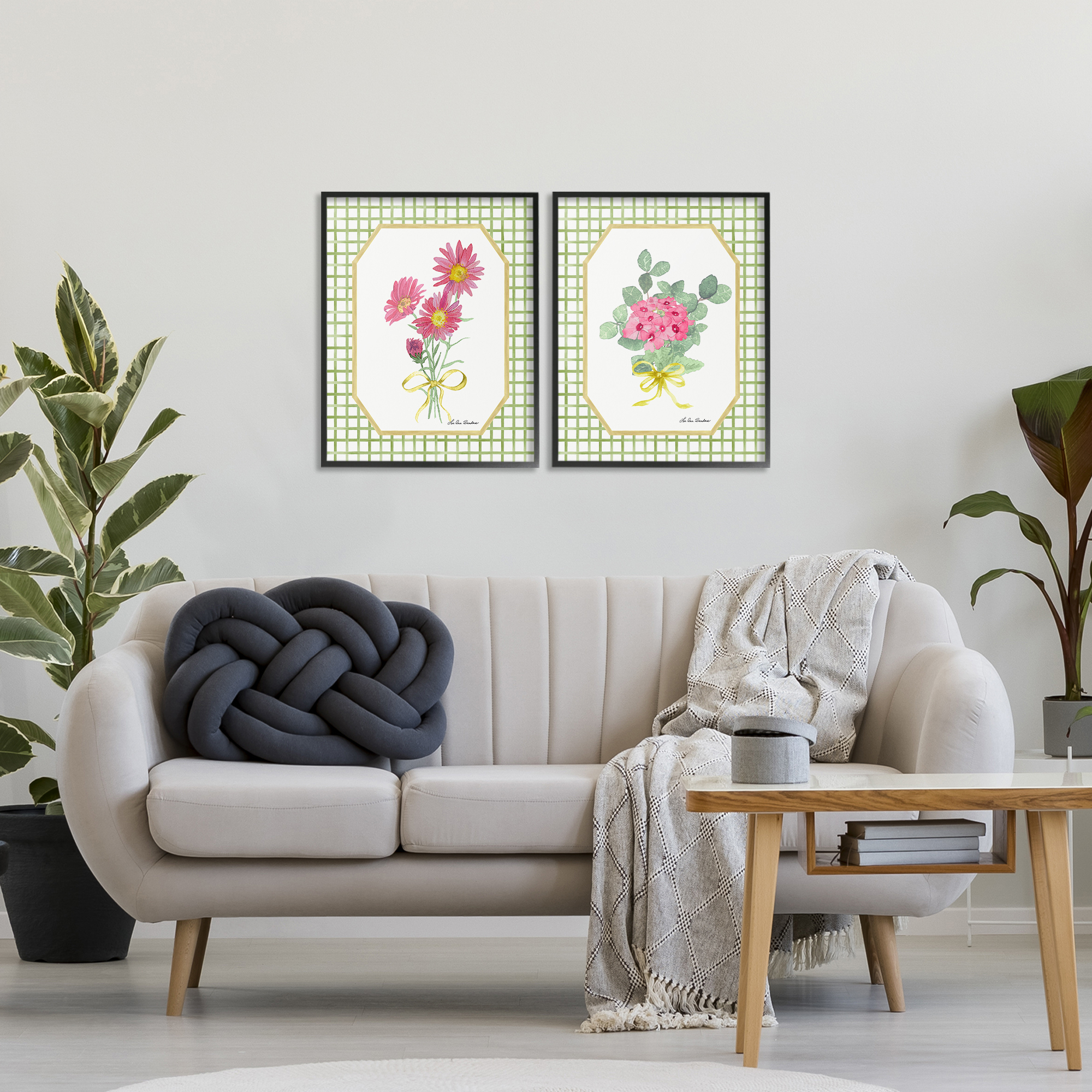 Cottage Botanical Story 2 Piece Black Framed Giclee Art Set, design by Lee Ann Sanders
