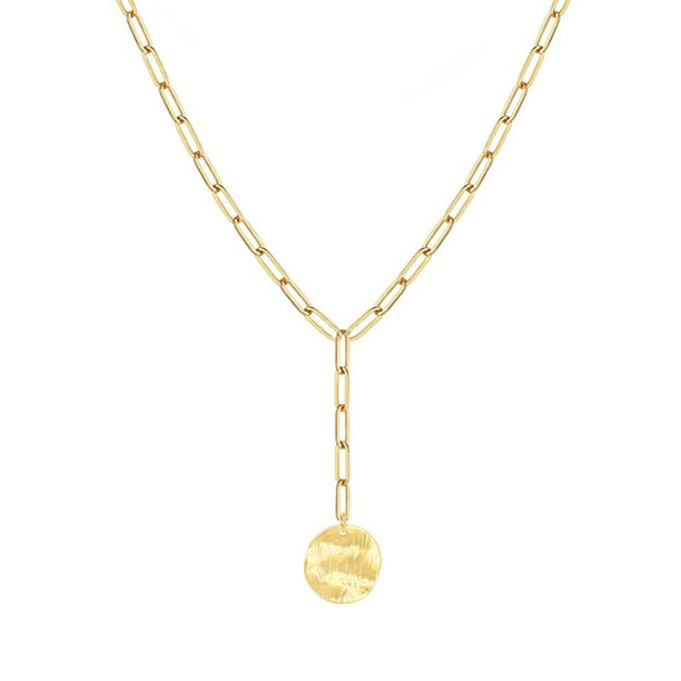 ISAACSONG - 14k Gold Plated Coin Layered Paperclip Chain Link Medallion ...