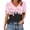 #1_Pink, variant on Womens Boho Chic Puffed Short Sleeve V Neck Tops Decorative Button Floral Geometric Print Loose Plus Size Summer Dressy Casual Blouses