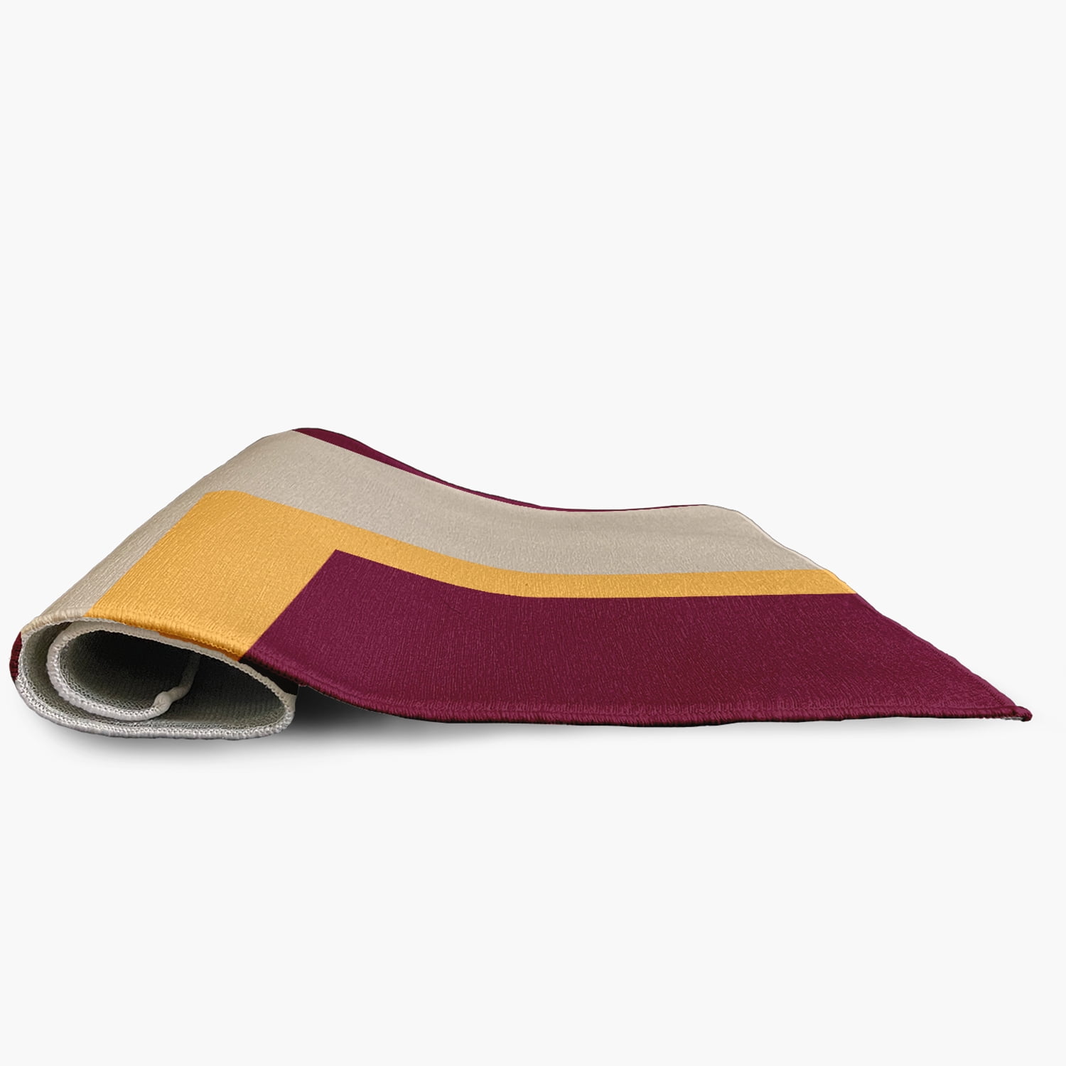 5' Round Simply Daisy Bold Blocks Modern & Contemporary Chenille Area Rug, Maroon Red