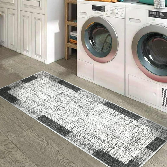 SussexHome Non Skid Washable Laundry Room Rug Runner - 20 x 59 Inches Heavy Duty Ultra-Thin 70 % Cotton Laundry Mat for Laundry Room
