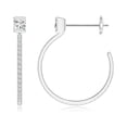 thumbnail image 2 of ANGARA Natural Princess & Diamond Hoop Earrings in 14K White Gold for Women (Size-3.1mm| Color-H| Clarity-SI2) | April Birthstone, Anniversary, Jewelry Gift for Women | Natural Diamond Earrings, 2 of 8