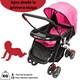 thumbnail image 5 of Carriola para Bebé Manubrio Reversible Asiento Reclinable Frenos y Cinturón de Seguridad Soporta hasta 15 kg - Rosa, 5 of 6