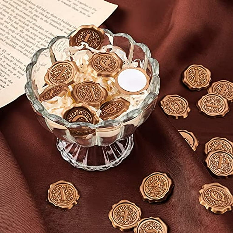 CRASPIRE Letter S Wax Seal Stickers - 25-Pack Gold Floral Adhesive Seals For Wedding Invitations