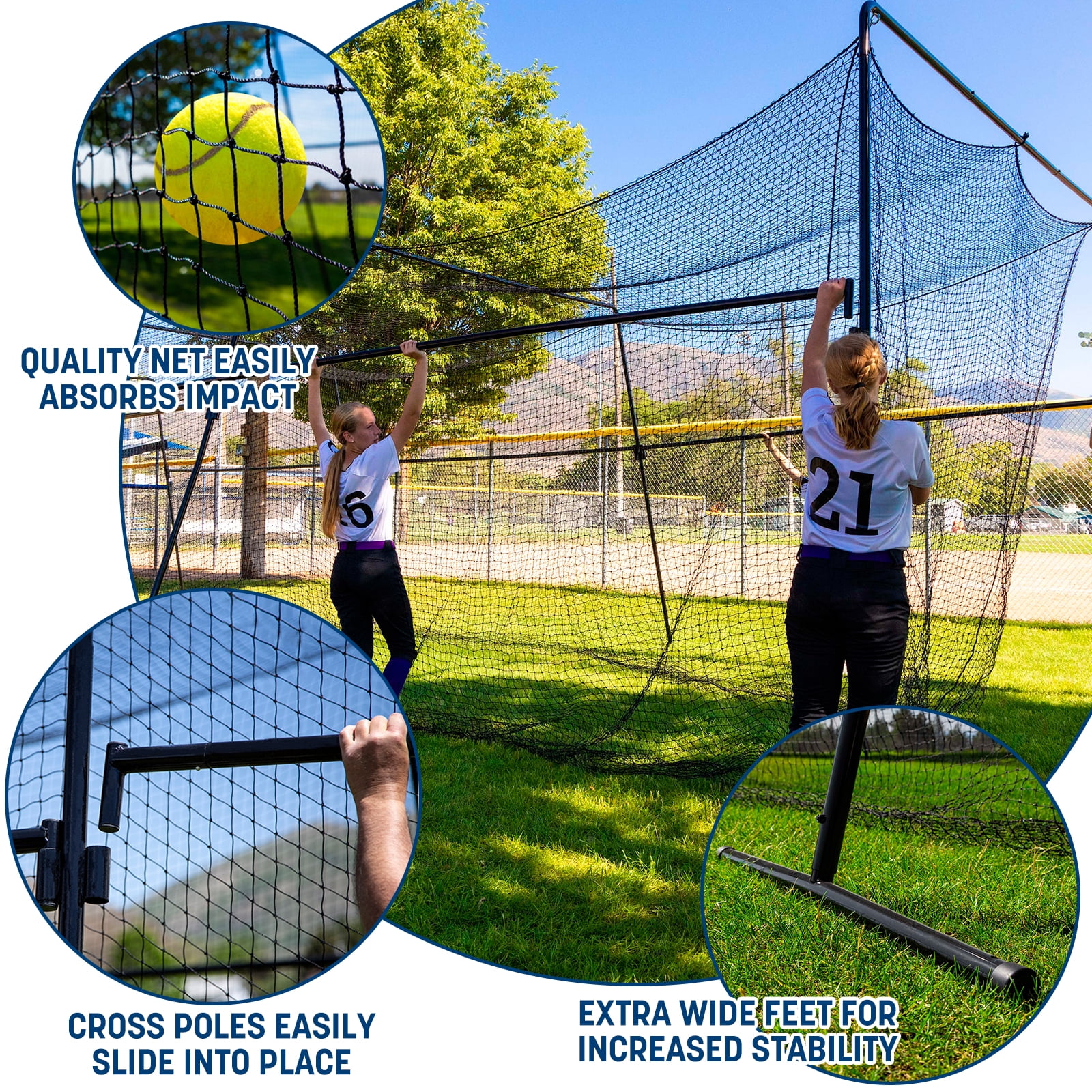 Collapsible 40ft Professional Batting Cage, Heavy-Duty Steel Frame & UV Net for Baseball & Softball, Indoor/Outdoor Use