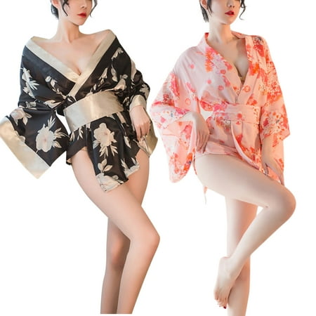 

Pajamas For Women Plus Size VSONTOR Women Lady Floral Print Kimono Cosplay Suit A Robe Bathrobe Two-Set Multicolor T1302