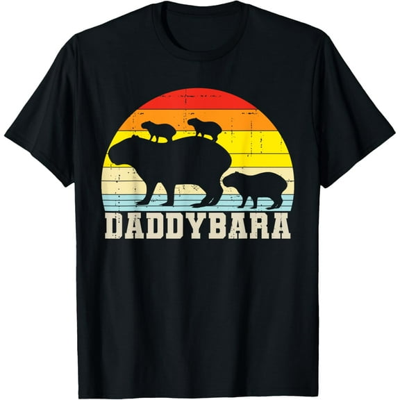 Capybara Dad Daddybara Funny 3 Kids Capybara Father's Day T-Shirt