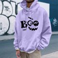 thumbnail image 2 of Yuncity Halloween Hoodie Men Letter Print Pullover Sweatshirt Casual Warm Lined Hooded For Fall Winter Comfort Casual Tops Size M Purple, 2 of 4