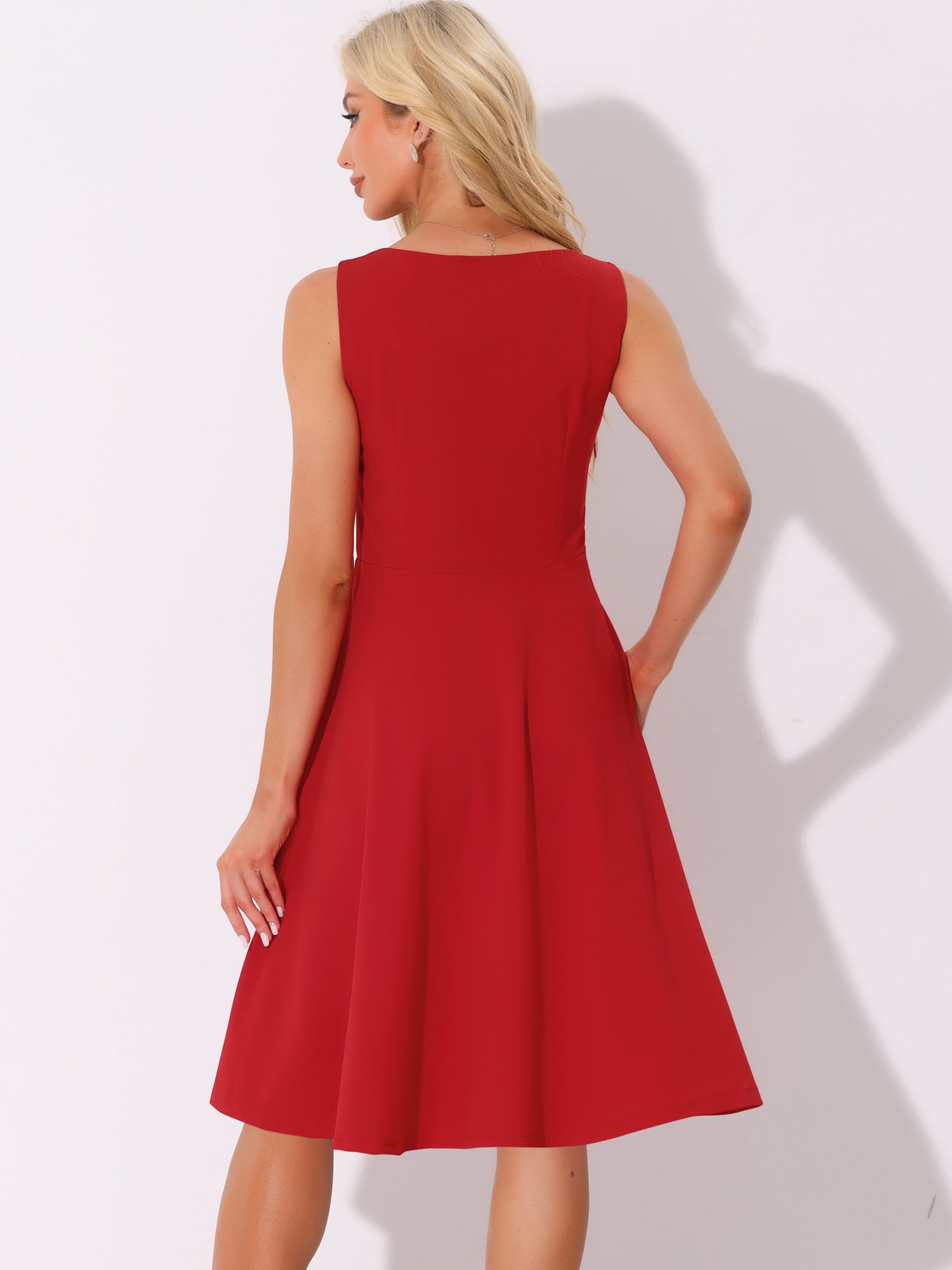 DARING DIVA Sweetheart Neck Swing Sleeveless Dress XL Red