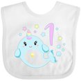 thumbnail image 3 of Inktastic Happy 1st Birthday with Cute Narwhal Stars and Bubbles Boys or Girls Baby Bib, 3 of 4