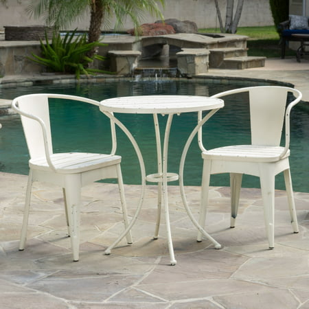 Kayla Wrought Iron 3 Piece Round Patio Dining Set (Best Paint For Wrought Iron Patio Furniture)