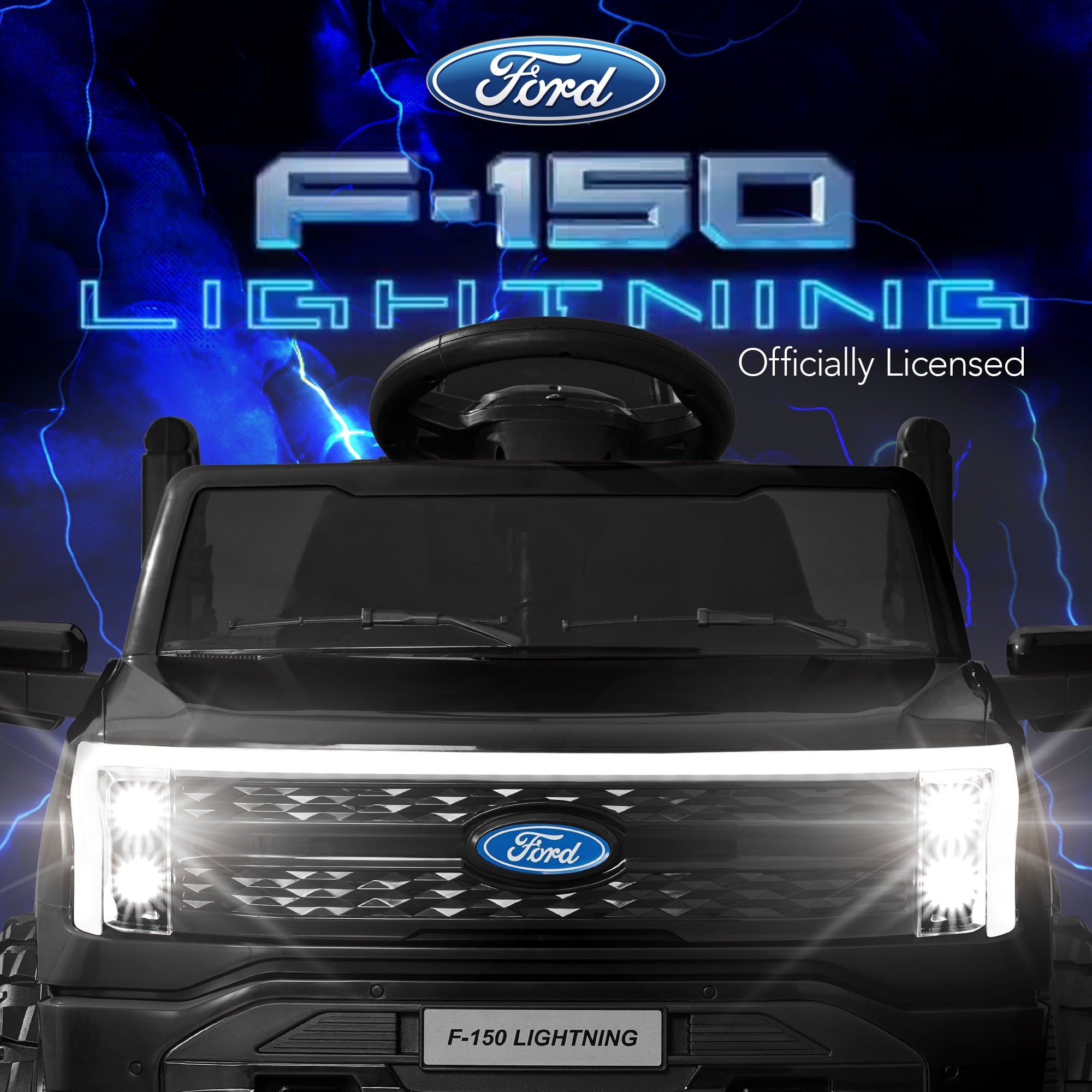 Best Choice Products Kids 12V Ride On Car Officially Licensed Ford Lightning Truck w/ Remote, LED Lights - Black