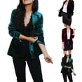 thumbnail image 6 of CENL Womens Long Sleeve Velvet Blazer Jacket Office Suit Open Front Cardigan Coats, 6 of 9