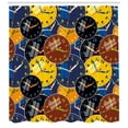 thumbnail image 3 of Ambesonne Vintage Shower Curtain, Clock Faces Pattern, 69"Wx84"L, Yellow and Black, 3 of 3