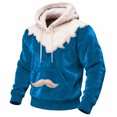 thumbnail image 2 of Christmas Hoodie Men Fuzzy Flannel Sherpa Hooded Sweatshirt Solid Faux Fur Trim Sweatshirts 2025 Xmas Holiday Long Sleeve Pullover Top With Pockets, 2 of 5