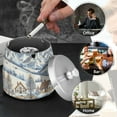 thumbnail image 4 of Yayeee Ashtray with Lid for Cigarette Smokeless Stainless Steel Home Ash Holder, Blue Snowy Mountain, 4 of 7