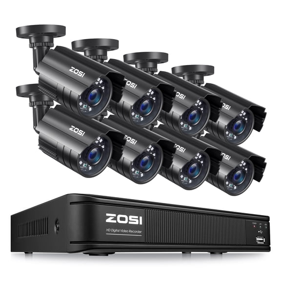 ZOSI H.265 5MP Lite Home Security System 1080P CCTV Camera 8CH TVI DVR Home Outdoor No Hard Drive