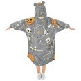 thumbnail image 2 of FORMRS Wearable Blanket Hoodie with Sleeves for Kids Cozy Flannel Sweatshirt, Gray Halloween Dancing, 2 of 7