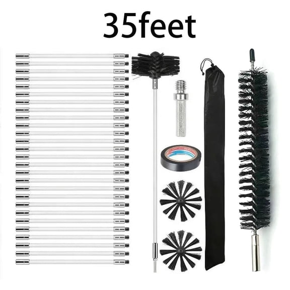 35 Feet Dryer Vent Cleaner Kit, Dryer Duct Cleaning Kit, Includes 8 Flexible Rods, Synthetic Brush Head, Flexible Lint Remover