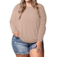 thumbnail image 3 of Women'S Long Sleeve Round Neck Soft Basic Batwing Sleeve Knitted Loose Pullover Autumn Fashion Clothing Camel M, 3 of 7