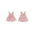 thumbnail image 2 of BemeyourBBs Toddler Baby Girls Fairy Baptism Dress Sleeveless Ruffle Sleeve 3d Floral Embroidery Summer Dress Cute Tulle Tutu Dress Birthday Wedding Party Princess Dress, 2 of 9