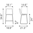 thumbnail image 3 of Smart Counter Stool Ivory Counter Stool, Transitional Style, Shearling style fabric, Plywood, Indoor Bar, 3 of 11