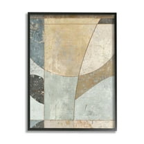 Neutral Tones Curved Shapes Abstract Painting Black Framed Art Print Wall Art