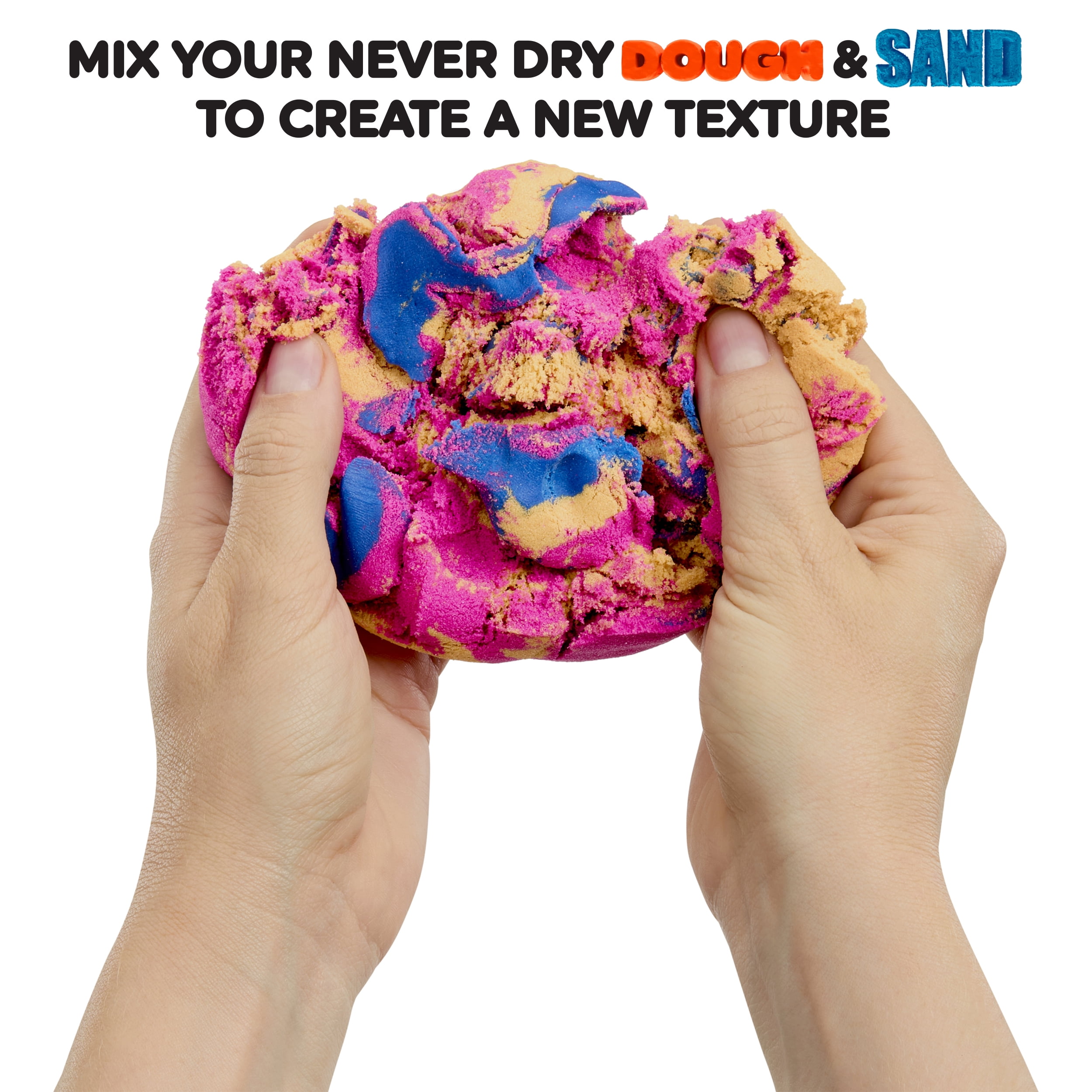 Wonder Factory Sand Bag with Never Dry Dough- Orange + Red Sand with Blue Dough – Never Dries Out, Gluten Free, Smells Great - Styles May Vary