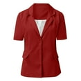thumbnail image 2 of Dezsed Women's Blazer Business Jacket Women's Sexy Fashion V-Neck Solid Short Sleeve Pocket Cardigan Casual Outwear Red XXL, 2 of 5