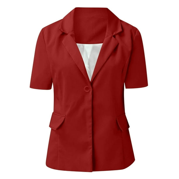 Blazer Chaquetas Para Mujer Blazers Erogenous Trendy Cuello en V Sólido Manga Corta Bolsillo Cardigan Casual Outwear Odeerbi ODB131928