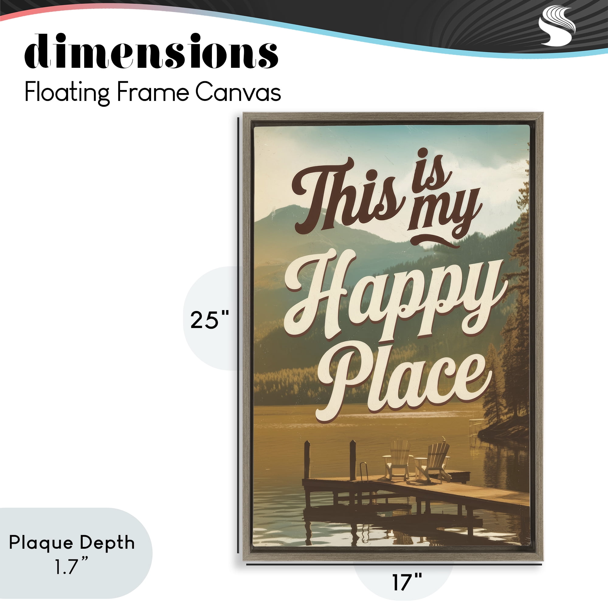 Stupell Industries Vintage My Happy Place Brown Framed Floater Canvas Wall Art, design by Andreas Magnusson