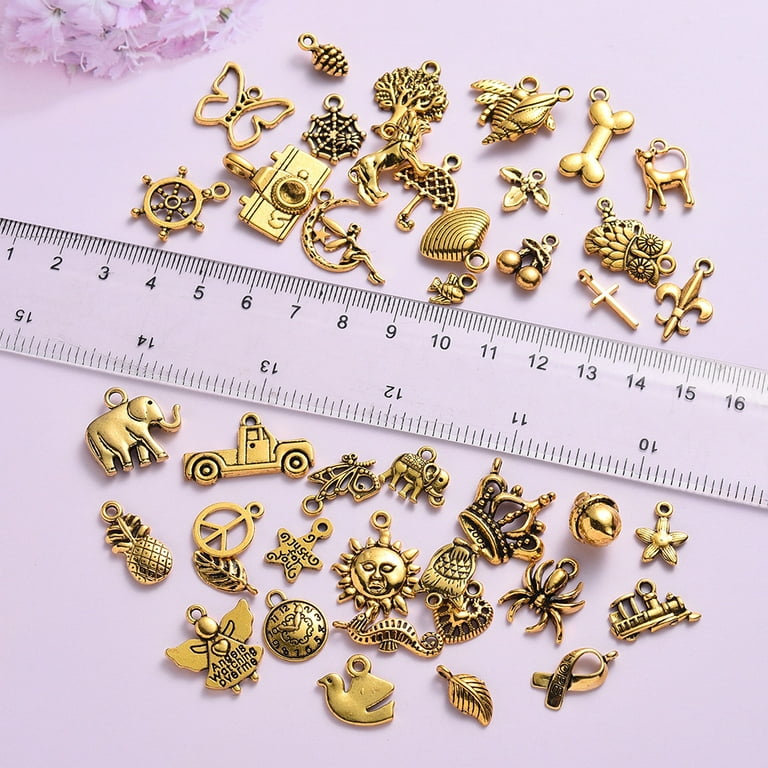 100pcs Gold Charms for Jewelry Making with 15pcs Clasps & Rings. Best  Antique Metal Designer Charm for DIY Bracelets & Necklaces. Bulk Assorted  Charms for Bracelet & Crafting Supplies 