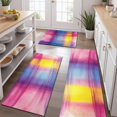 thumbnail image 2 of Colorful Watercolor Stripe Pattern Kitchen Rugs Sets Of 3,Kitchen Runner Rugs Non Skid Washable,Decorative Kitchen Floor Mats for Kitchen,Sink,Laundry,17"x30"+ 17"x47" + 17"x59", 2 of 6