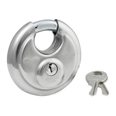 Master Lock Round Padlock with Shielded Shackle, Stainless Steel
