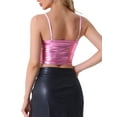 thumbnail image 3 of INSPIRAR CHIC Top de Cami de Mujer sin Mangas con Tirantes Espagueti para Fiesta Brillante y Metálico Talla XL Rosa, 3 of 6