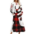 thumbnail image 1 of Pisexur Robes de Noël pour Femmes Mode Xmas Imprimé Graphique Fête Vacances Robes Décontractées Col Rond Manches Longues Robe Fluide à Étages Robe Maxi Automne Longues Robes pour Femmes avec Poches, 1 of 4