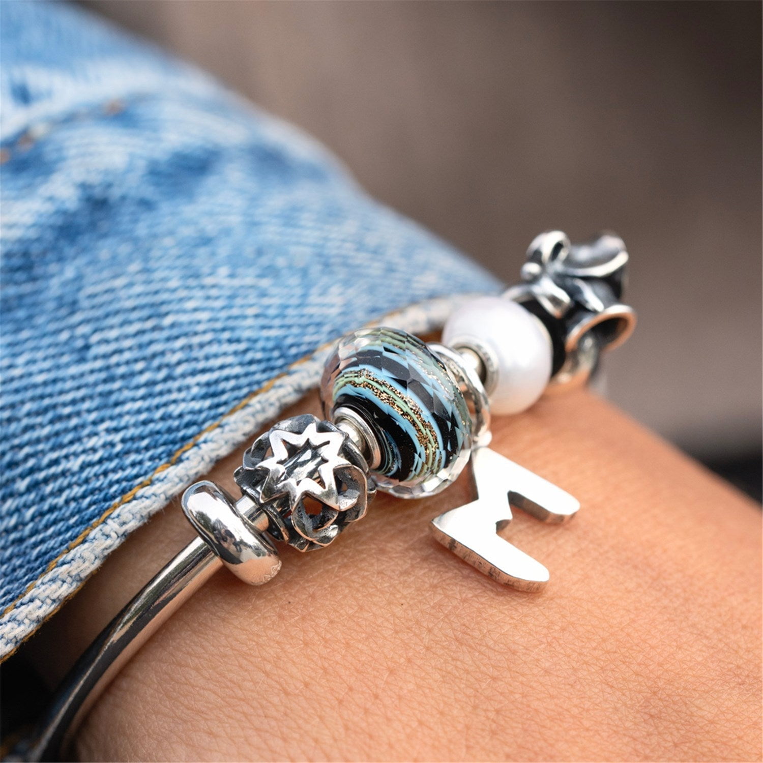 Trollbeads Letter V Sterling Silver Initial Bead, 1 Count