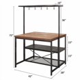 thumbnail image 3 of kitchen Island, Bakers Rack, Island Table for Kitchen,3 Tier Microwave Stand Oven Shelf with Storage,Large Coffee Bar Table, Storage Shelf for Kitchen Dining Room Living Room,5 Hooks,42"*28"*72", 3 of 10
